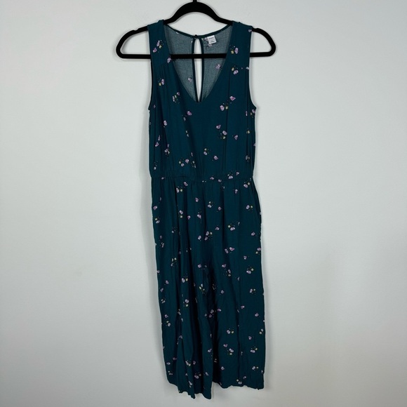 Old Navy Pants - Old Navy Teal Green Floral Jumpsuit Open Back Casual